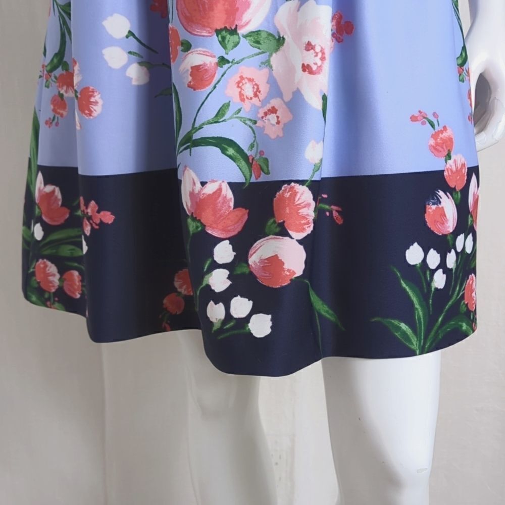Vince Camuto Fit and Flare Blue Print Mini Dress Size 6 - Picture 3 of 7